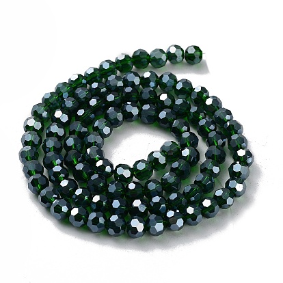 Perles en verre electroplate, perle plaquée lustre, à facettes (32 facettes), ronde, 6x5mm, Trou: 1mm