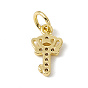Brass Micro Pave Cubic Zirconia Charms, with Jump Rings, Crown Key with Star Charms