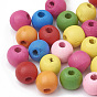 Round Natural Wood Beads, Spray Painted, Lead Free