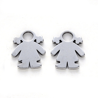 304 Stainless Steel Charms, Laser Cut, Girl
