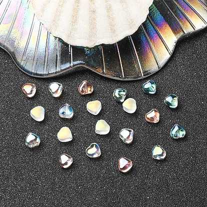 20 piezas 4 colores transparente pintado con spray y perlas de vidrio esmerilado, color de ab chapado, corazón