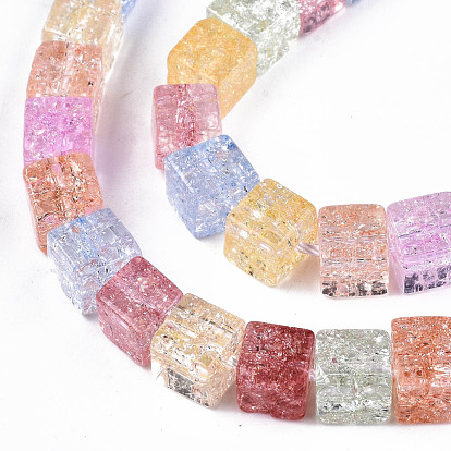 Crackle Glass Beads, Dyed & Heated, Square