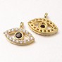 Eye Brass Micro Pave Cubic Zirconia Charms, 8x11x2mm, Hole: 1mm