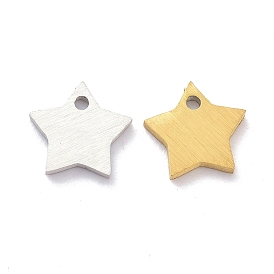 304 Stainless Steel Pendants, Stamping Blank Tag, Laser Cut, Double Side Drawbench Effect, Star