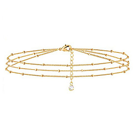 Adjustable Layered Metal Beaded Chain Bracelet with European and American Personality