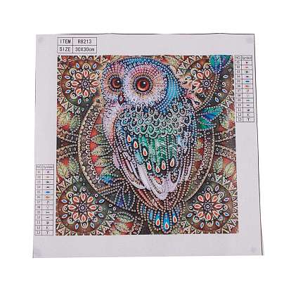 DIY 5D Owl Pattern Diamond Painting Kits, with Resin Rhinestones, Diamond Sticky Pen, Tray Plate and Glue Clay