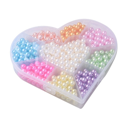 9 cuentas de perlas de imitación de plástico abs pintadas con spray estilo, rondo