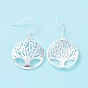 Silver Color Plated Brass Tree of Life Dangle Earrings