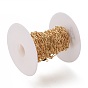 Brass Cable Chains, Paperclip Chains, Drawn Elongated Cable Chains, with Spool, Long-Lasting Plated, Soldered