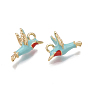Brass Enamel Charms, Nickel Free, Real 18K Gold Plated, Bird