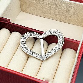Alloy Buckles, with Crystal Rhinestone, for Strap Belt, Heart