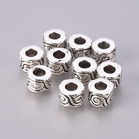 Tibetan Style Alloy European Beads, Large Hole Beads, Lead Free and Cadmium Free, Column, 11x7mm, Hole: 5mm