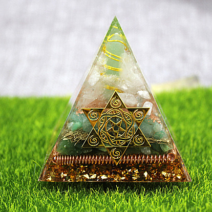 Генераторы энергии смолы оргонитовой пирамиды, Рейки натуральный зеленый авантюрин и кристаллы кварца внутри для украшения домашнего офиса