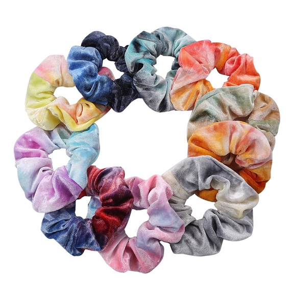Accessoires de cheveux élastiques en tissu tie dye, pour les filles ou les femmes, chouchou / élastiques à cheveux chouchous