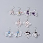 Dangle Earrings, with Natural Gemstone Chip Beads, Frosted Acrylic Pendants, Brass Earring Hooks and Iron Findings, Flower