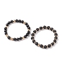 2Pcs 2 Style Natural Lava Rock & Wood & Synthetic Hematite Stretch Bracelets Set, Essential Oil Gemstone Jewelry for Women