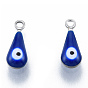 304 Stainless Steel Enamel Charms, Stainless Steel Color, Teardrop with Evil Eye