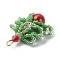 Pendentifs en perles miyuki delica, avec des perles en verre et 304 accessoires en acier inoxydable, charmes d'arbre de noël