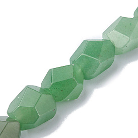 Natural Green Aventurine Beads Strands, Faceted, Nuggets