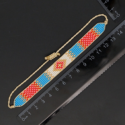 Miyuki Seed Braided Bead Bracelet, Rhombus Pattern Friendship Bracelet for Women