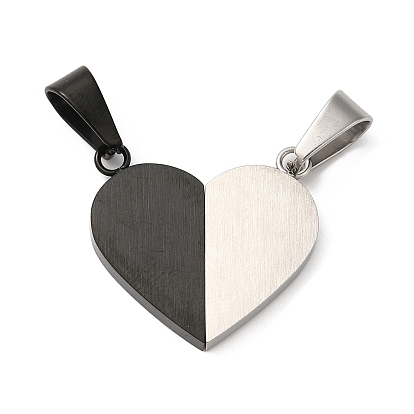 304 Stainless Steel Split Pendants, Couple Pendants, Heart Charm