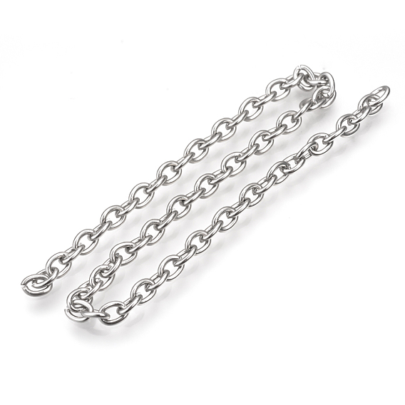 Stainless Steel Cable Chains, Unwelded, with Spool, Oval