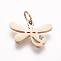 316 Surgical Stainless Steel Pendants, with Rhinestone, Dragonfly Charms