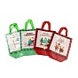 Ламинированные нетканые водонепроницаемые сумки на рождественскую тематику, Многоразовые сумки для покупок для тяжелых условий хранения, прямоугольник с ручками