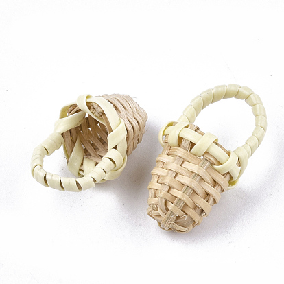 Handmade Reed Cane/Rattan Woven Pendants, For Making Straw Earrings and Necklaces, Basket