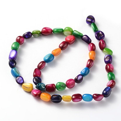 Chapelets de perles de coquillage naturel, teint, amorphe, colorées