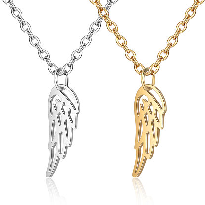 201 Stainless Steel Pendants Necklaces, Feather