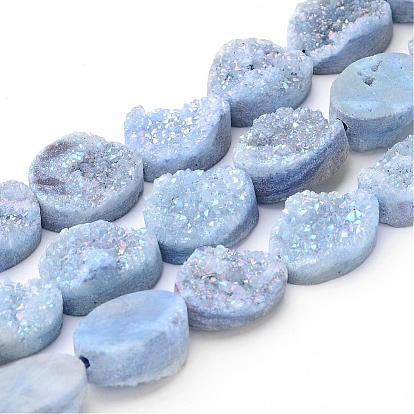 Galvaniques quartz naturel perles de cristal brins, cristal géode druzy, ovale