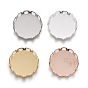 304 Stainless Steel Cabochon Settings, Lace Edge Bezel Cups, Flat Round