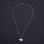 201 Stainless Steel Pendant Necklaces, with Cable Chains and Lobster Claw Clasps, Elephant