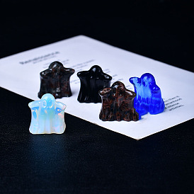Halloween Theme Gemstone Ghost Figurine Display Decorations, Miniature Ornaments, for Home Decoration