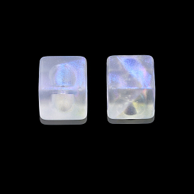 Perles acryliques transparentes, avec de la poudre de paillettes, cube