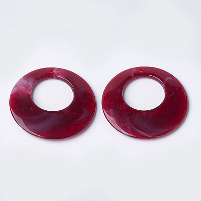 Acrylic Pendants, Imitation Gemstone Style, Flat Round