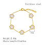 Natural Shell Flower Link Chain Bracelet, Stainless Steel Bracelet