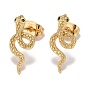 Green Cubic Zirconia Snake Stud Earrings, Brass Jewelry for Women, Lead Free & Cadmium Free