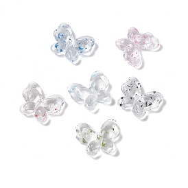 Transparent Acrylic Beads, with Dried Flower Petal, Butterfly