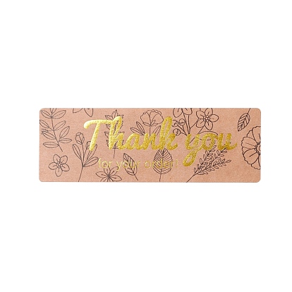 Rectangle Thank You Theme Paper Stickers, Self Adhesive Roll Sticker Labels, for Envelopes, Bubble Mailers and Bags, Peru