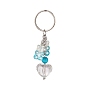 Gradient Bear & Heart Acrylic Pendant Keychain, with Iron Rings, for Key Bag Car Pendant Decoration