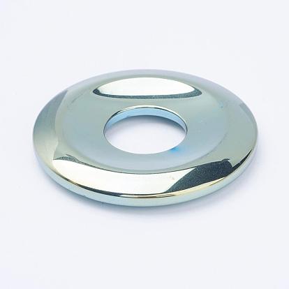 Galvanoplastie non-magnétiques pendentifs hématite synthétiques, disque de donut / pi