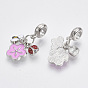 Alloy European Dangle Charms, with Enamel and Iron Jump Rings, Large Hole Pendants, Flower and Bees and Ladybug, Colorful
