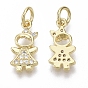 Brass Micro Pave Cubic Zirconia Charms, with Jump Ring, Nickel Free, Girl, Clear