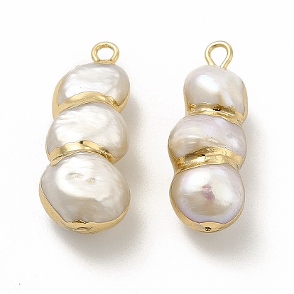 Pendentifs baroques en perles de keshi naturelles, charmes de gourde, avec des boucles de cuivre