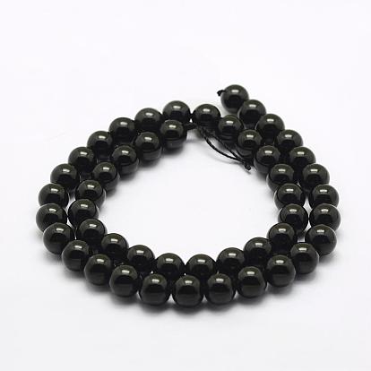Naturelles quartz noir brins de perles, ronde