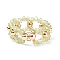 Gemstone & Brass Braided Beaded Circle Ring Wrap Stretch Ring for Women