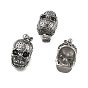 Retro Men's Halloween Jewelry 304 Stainless Steel Big Skull Pendants, with Rhinestones, 50x23x26mm, Hole: 9x5mm