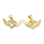 Brass Pave Cubic Zirconia  Pendants, with Jump Ring, Long-Lasting Plated, Lead Free & Cadmium Free, Heart with Ring